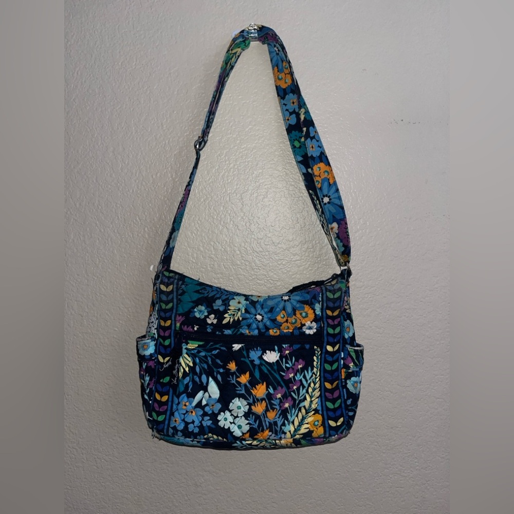 vera bradley blue floral quilted adjustable shoulder bag